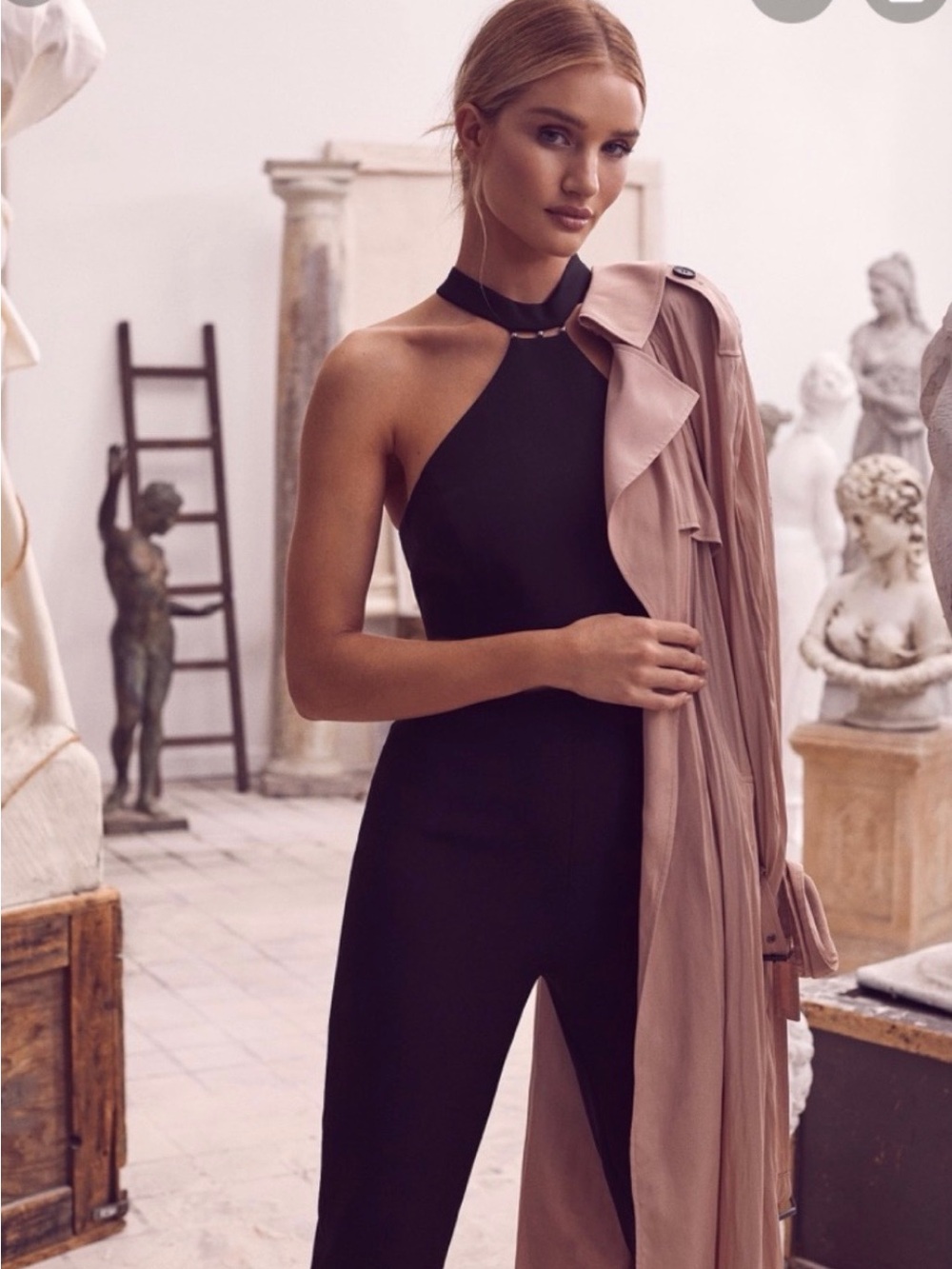 BCBG Sleek Black Halter Jumpsuit